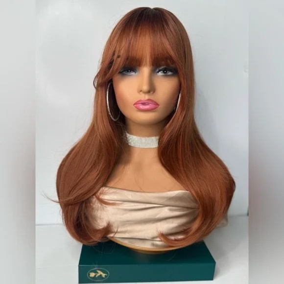 COPPER - AUBURN 20 In Wig with Bangs - Realistic Look - Picture 2 of 9